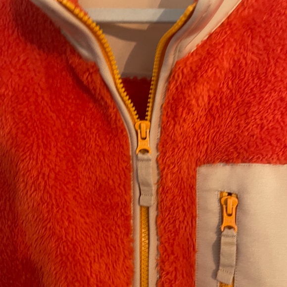 J. Crew Superplush Sherpa Full Zip Jacket Orange Colorblock - Picture 6 of 16